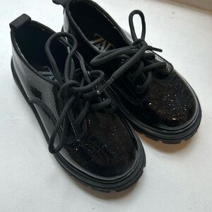 Zara Toddler Oxford Shoes Patent Leather Glitter Sparkle size 24